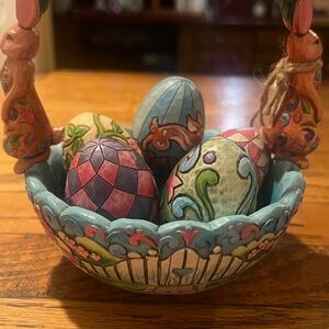 Decorative Easter Egg Bowl with Handle